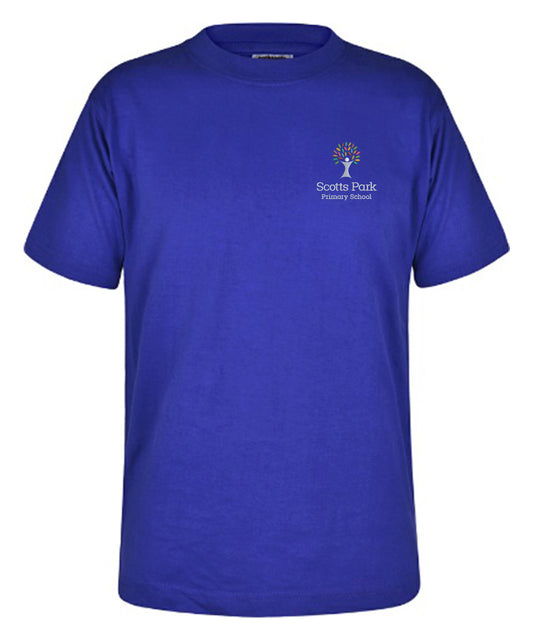 Scotts Park Primary School -  Unisex Cotton T-Shirt - Royal Blue - School Uniform Shop