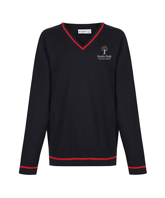 Scotts Park Primary School - Knitted Jumper with stripe - School Uniform Shop