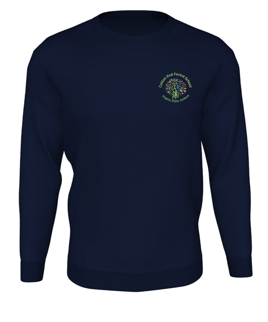 Cotton End Forest School - Navy Crew Neck Sweatshirt - School Uniform Shop