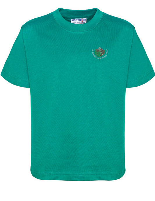 St George's Catholic Primary Voluntary Academy - Unisex Cotton T-Shirt - Jade - School Uniform Shop