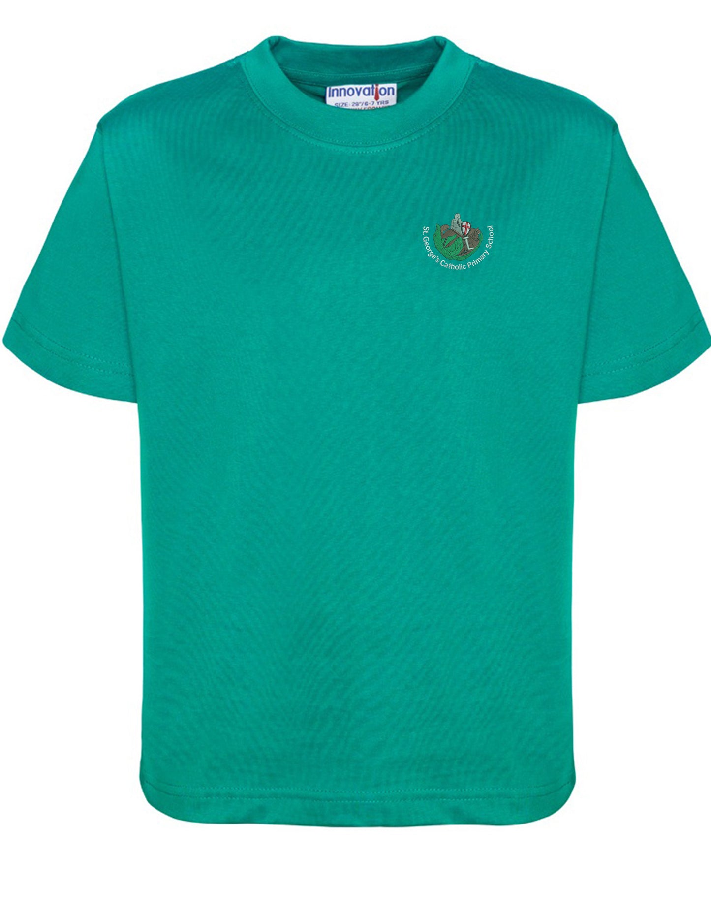 St George's Catholic Primary Voluntary Academy - Unisex Cotton T-Shirt - Jade - School Uniform Shop