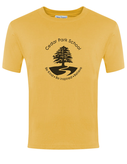 Cedar Park School - PE T-Shirt Unisex Cotton Gold - School Uniform Shop