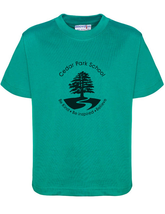 Cedar Park School - PE T-Shirt Unisex Cotton Jade - School Uniform Shop